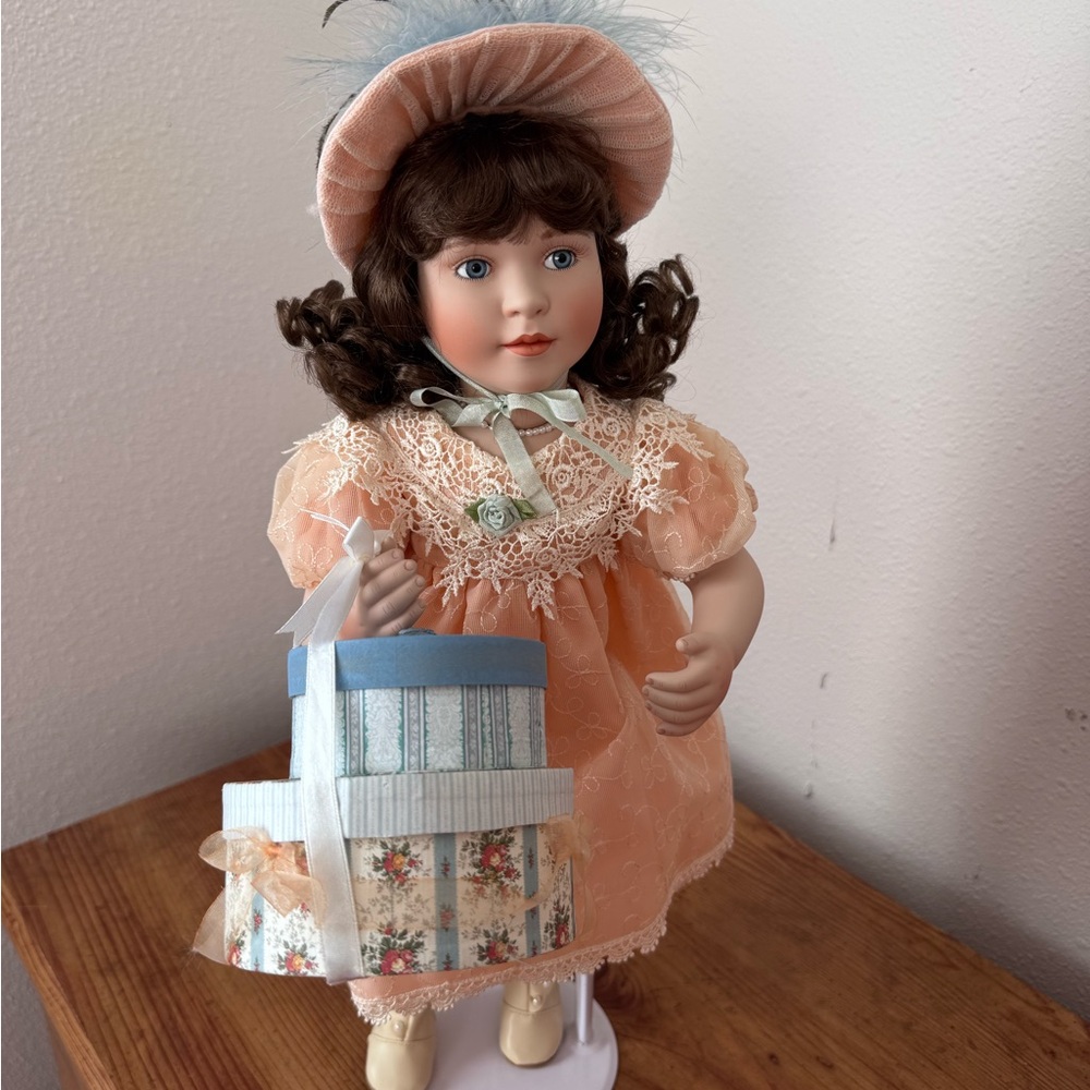 Charming Porcelain Sara Doll with hat and boxes From Georgetown Collection
